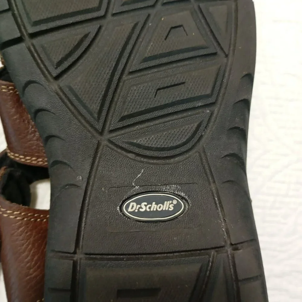 Dr. Scholls Mens Camden Brown Leather Sandals Open-Toe Comfort Fit Size 13M